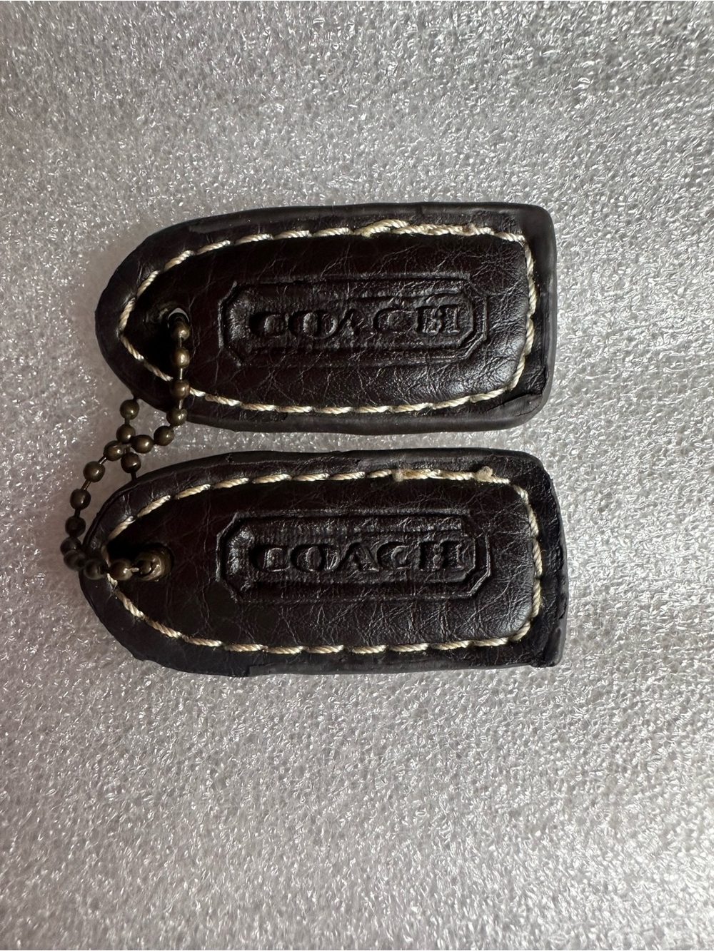 Lot Of 2 Coach Dark Brown 2" Leather Hang Tags (FOBs, Keychains)